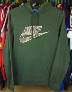 NIKE ARMY GREEN CAMOUFLAGE LOGO HOODED HOODIE SWEATSHIRT PULLOVER TOP SMALL ADULT - Bild 1 von 5