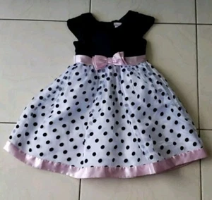 RICHIE HOUSE Kids Party Dress Short Sleeve Size 5/6 White/Salmon/Black  - Picture 1 of 5