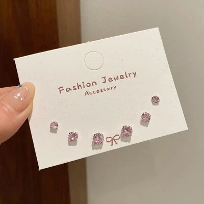 Conjunto de Pendientes de Circón Brillante Pendientes Tachuelas de Hueso Pendientes Geométricos Versátiles Foto 1 de 4