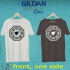 Lost Dharma Initiative Logo Men's Black & White t shirt tee Gildan