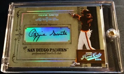 2004 OZZIE SMITH #98 PLAYOFF PRIME CUTS AUTO PADRES SERIAL 09/10 (839) - Image 1 of 2