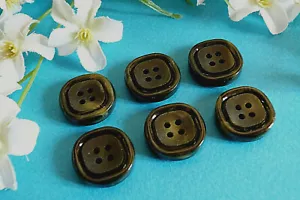 232C Superb Vintage 'Lichen' Black And Green Lot Of 6 Buttons Ep. 1960/70 - Picture 1 of 4