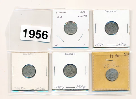 SWEDEN - 25 ORE LOT 1940 - UP 10 COINS - #1956 Cover