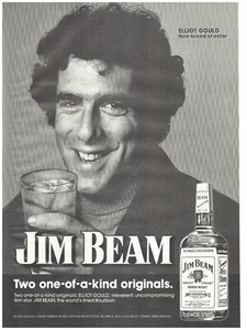 ANUNCIO IMPRESO DE COLECCIÓN 1974 Jim Beam Bourbon actor Elliot Gould - Imagen 1 de 1