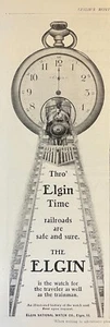 Relojes de bolsillo Elgin 1904 anuncio impreso en ferrocarril anuncio de viaje en tren tren Elgin Time Train - Imagen 1 de 1