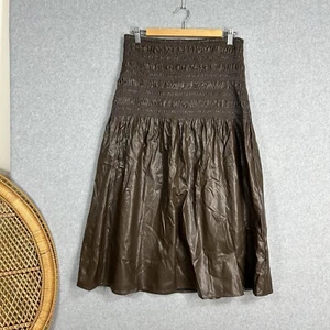 Witchery Skirt Size 10 S Brown Midi Faux Leather - Picture 1 of 7