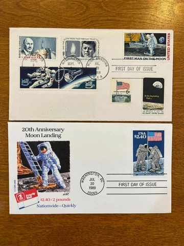 2-US  FDC/FDI  SPACE MOON LANDING  1969-C#76   &   1989 CHRIS CALLE Cover
