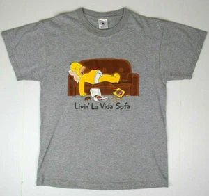 T-Shirt VTG 00s Simpsons Homer Simpson Livin La Vida Sofa Sz S/M c.2001 - Picture 1 of 8