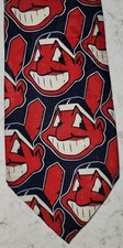 CLEVELAND INDIANS CHIEF WAHOO NOS Tie 1996 Baseball Wedding Tribe Job Work Shirt