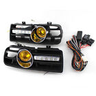 5.5W Pair Front Yellow Fog Light Grille W/ LED DRL fit for VW Golf MK4 1997-03