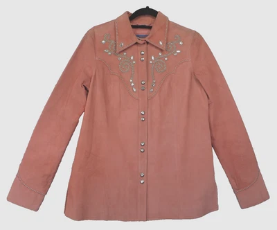 Chaqueta Cripple Creek para mujer grande gamuza cuero tachonado estrás Western Rodeo Foto 1 de 4