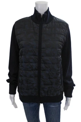 Chaqueta Saks Fifth Avenue para mujer camuflada cremallera cuello falso manga larga azul marino talla S Foto 1 de 4