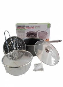 Friggitrice Casseruola ROYAL ROUND Ø 24cm 3IN1 con Cestello Vapore Antiaderente - Foto 1 di 4