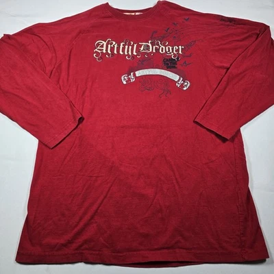 Artful Dodger Shirt Mens Red Long Sleeve 2XL XXL Embroidered Man W Eagle - Image 1 of 4