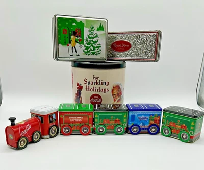 Lot Of Holiday Tins Christmas Santa Coca-Cola Train Mr Peanut - Image 1 of 4