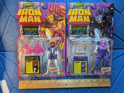 2 ToyBiz Marvel Iron Man 1994, Spider-Woman, Hawkeye  VINTAGE NEW Lot - Image 1 of 4