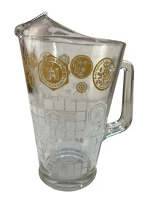 White Gold Coin Bar Glasses Drink Water Pitcher Mid Century Modern 2 Quart - Picture 1 of 11