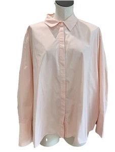 asos women 12 peach cotton boxy Oversized Button Front dolman sleeve top - Picture 1 of 8