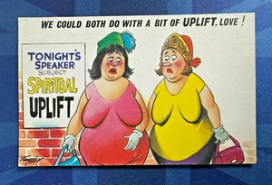 Saucy Bamforth Comic Postcard 1971 Big Boobs COULD BOTH DO BIT OF UPLIFT No 2653 - Picture 1 of 2