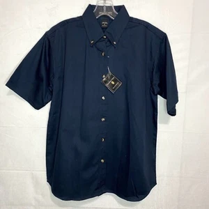 NWT Jonathan Corey Navy Women's Short Sleeve Button Down Shirt Size M - Picture 1 of 6