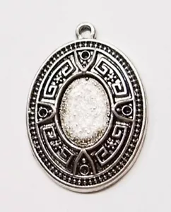 20- 14x10mm Antique Silver Aztec Mayan Pendant Settings 4Cameo Cab Glass 34x24mm - Picture 1 of 5