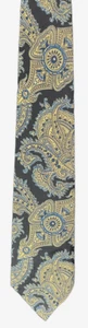 POLO RALPH LAUREN silk tie vintage-Black w/elaborate gold paisley shapes-EUC - Picture 1 of 5