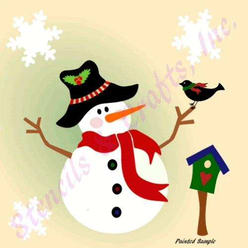Snowman Stencil, Christmas Stencil, Birdhouse Bird Paint Snowflakes Craft NEW - Image 1 of 1