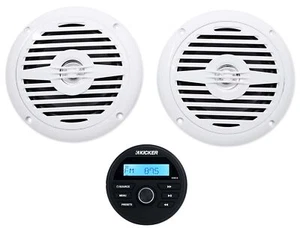 KICKER KMC2 Gauge Hole Ricevitore Bluetooth Media Digitale + (2) Altoparlanti 5,25" Bianco - Foto 1 di 12