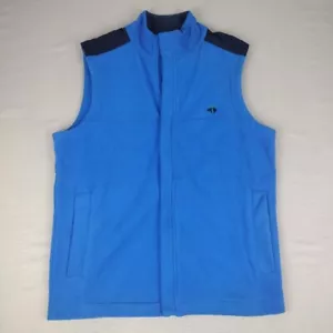 Brooks Brothers Fleece Vest Mens Small Blue Embroidered Full Zip Mock Neck - Picture 1 of 9
