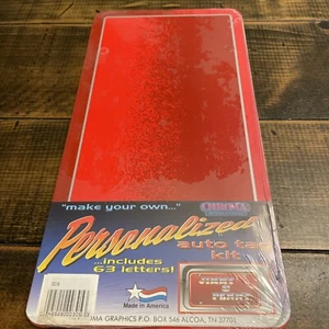 VINTAGE Personalize Red Front TAG LICENSE PLATE SIGN NOS Retro - Picture 1 of 3