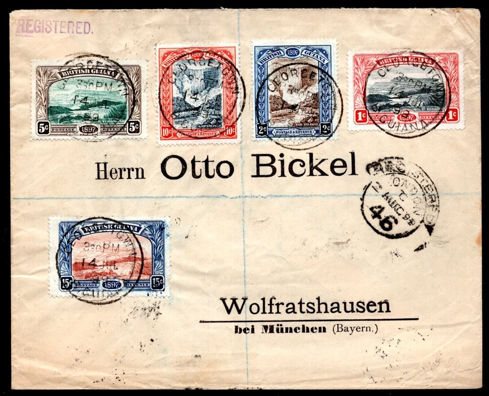 UK BRITISH GUIANA - GERMANY 1899 S.G. 216, 217, 219, 220, 221 SC. 152 & 156 TIED - Image 1 of 1
