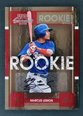 2008 Playoff Contenders #100 Marcus Lemon Auto Rookie Ticket Texas Rangers - Image 1 of 2