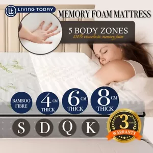 4/6/8CM Memory Foam Mattress Topper Pads Bedding Pad Mat +Bamboo cover 100% Real - Picture 1 of 34
