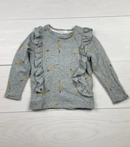 Miles Gray Pencil Theme Sweater Girls Size 4 - Picture 1 of 3