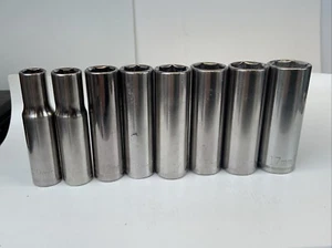 Craftsman 8pc 3/8 Drive Deep METRIC Sockets, 9-10mm, 12-17mm, G2 Series, USA - Picture 1 of 5