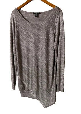 Top túnica INC para mujer metálico brillante mangas largas dobladillo asimétrico talla XXL Foto 1 de 3