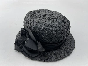 Vintage Womens Sunday Park Layne Hat Black With Black Feathers & Ribbons - Picture 1 of 6