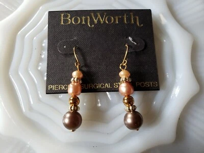Bon Worth Beaded Pierced Earrings Surgical Steel Posts Bead Ear Jewelry New - Image 1 of 4