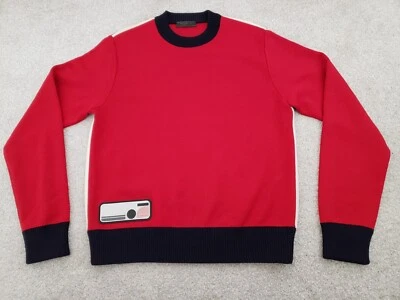 Prada red wool sweatshirt with rubber logo in the bottom front - Image 1 of 4