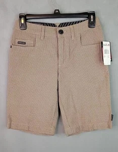 Quicksilver Boys Youth Tan Brown Plaid Shorts Size 24 MSRP $45, NEW! - Picture 1 of 11