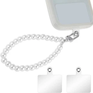 Phone Wrist Lanyard, Pearl Charm Lanyard White Hand Wristlet Strap... - Picture 1 of 8