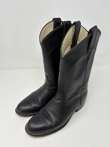 Vintage Dan Post Laredo 6902 Schwarz Leder Roper Cowboystiefel Herren 6,5 M Hergestellt in den USA - Bild 1 von 7