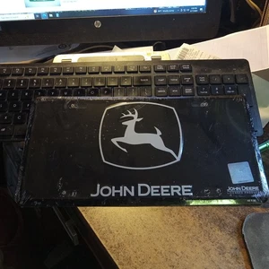 John Deere License Plate Black Silver New Official Product - Picture 1 of 4