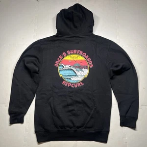 Rip Curl X Jacks Surfboard Jack's Pier Hoodie Mens Size Medium Black Pullover - Picture 1 of 6