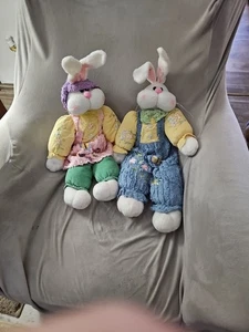 Nuevo Hogar Interior HOMCO Peluche Conejo Conejo de Pascua Chenilla Bordado Juego de 2 - Imagen 1 de 4