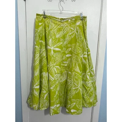 Y2k Chico's Flare Skirt Small Lim Green Floral Ruffled Beachy Summer Tropical - Image 1 of 4