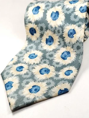 PIERRE CARDIN Vintage made in USA 100% Silk Tie Mens Blue Ivory White Orange NEW - Image 1 of 3