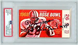 O.J. Simpson Signed 1968 Rose Bowl Ticket w/ "68 Rose Bowl MVP" PSA *GEM 10 AUTO - Picture 1 of 3