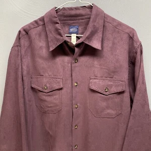 Basic Editions Purple Velveted Button Up Casual Dress Shirt Size Medium Men's - Picture 1 of 4