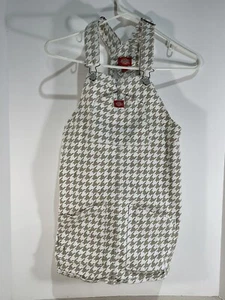 Dickies Girl's Size Large White Tan Houndstooth Skirtall Y2K retro - Picture 1 of 4